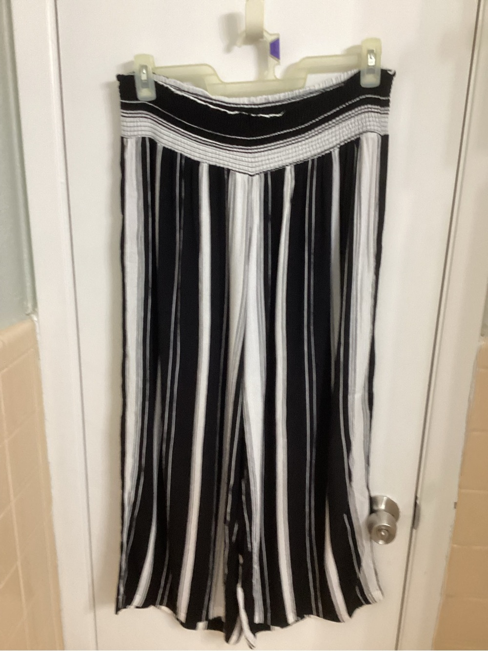 Ralph Lauren Black and White Vertical Stripe A-Line Skirt
